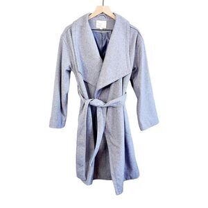 A New Day Women's Gray Belted Longline Wrap Collar Lined Coat Size Small‎